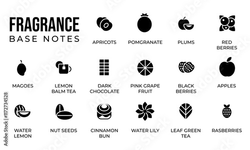 Vector icons base notes fragrance perfume