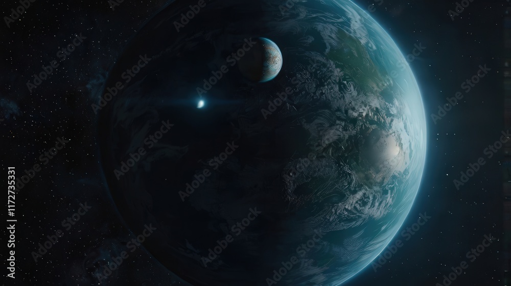 Obraz premium neptune, earth, planet, globe, space, world, map, blue, sphere, global, astronomy, 3d, night, black, ocean, atmosphere, illustration, isolated, universe, sun, america, cloud, nature, sea, science, con