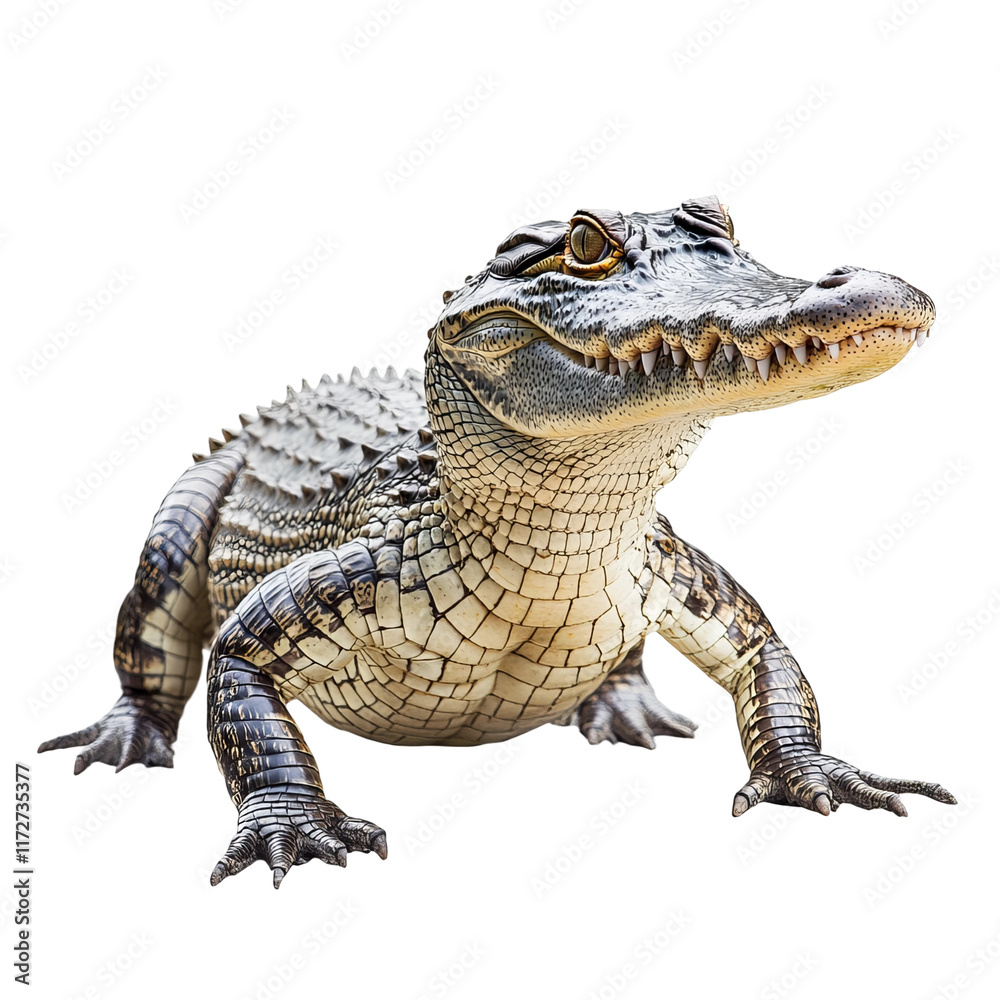Naklejka premium American Alligator in the Wild: An American alligator, its armored body and keen eyes fixed ahead, showcases the power of nature, a magnificent creature of the wetlands and wild.