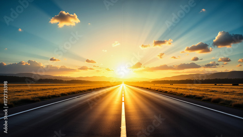Obraz na płótnie Road in sunset. w salonie