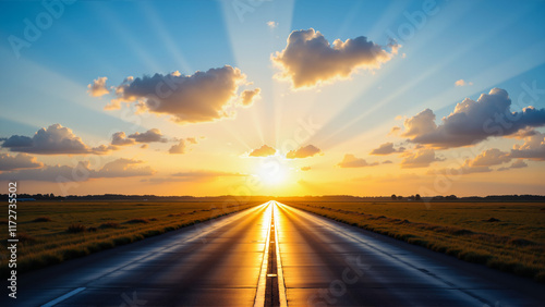 Road in sunset.