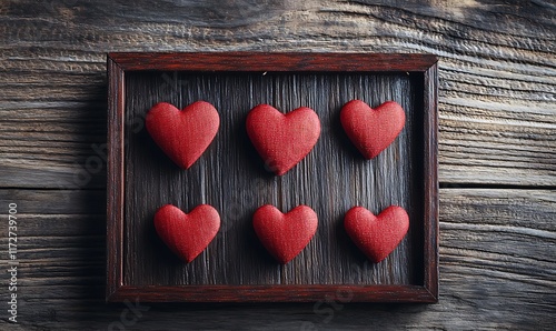 Flying cupid silhouette with hearts, gifts, happy Valentine's Day banners, paper art style. Amour on red paper
