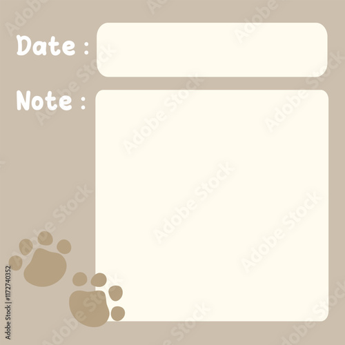 Cute dog puppy paw animal footprints memo template illustration. Suitable for for to do list, check list, memo, sticky note, planner, write, diary, book,stationary, notepad for task planning and study