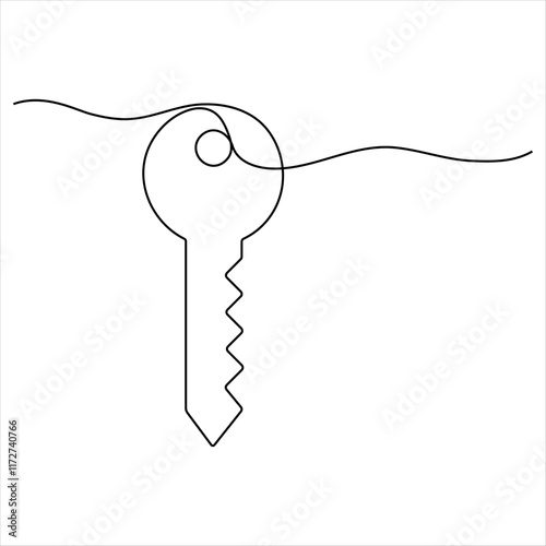 Key background continuous single line drawing of key key line outline vector