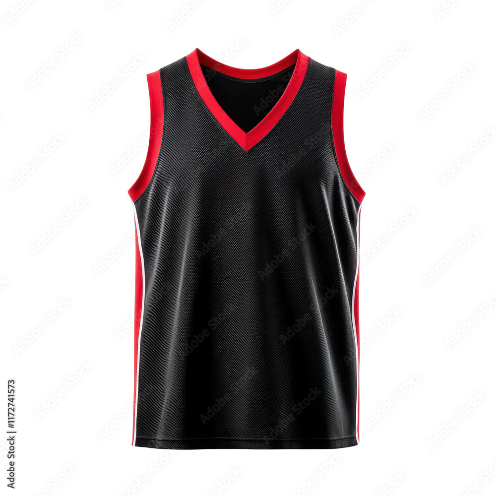 Sleek Black Basketball Jersey with Red Trim Design
