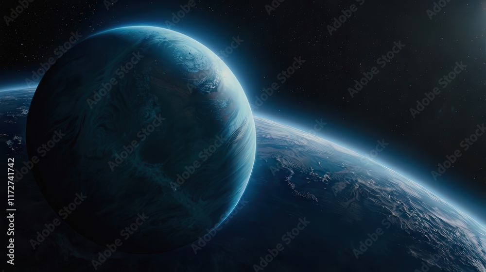 Fototapeta premium neptune, earth, planet, globe, space, world, map, blue, sphere, global, astronomy, 3d, night, black, ocean, atmosphere, illustration, isolated, universe, sun, america, cloud, nature, sea, science, con
