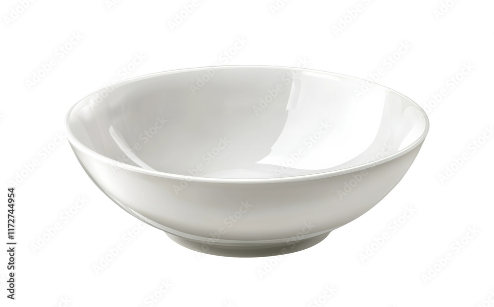 Glossy white ceramic bowl with simple and modern design, minimalist kitchenware for serving food or decoration, elegant and versatile piece isolated on transparent background Glossy white ceramic bowl with simple and modern design, minimalist kitchenware for serving food or decoration, elegant and versatile piece isolated on transparent background