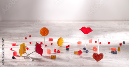 Lecca lecca colorate con forme divertenti.