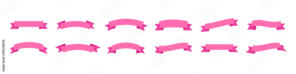 Ribbon set. Blank ribbon template. Curved ribbon benner. Isolated label set. Ribbon set. Blank ribbon template. Curved ribbon benner. Isolated label set.