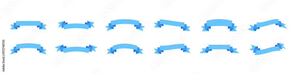 Ribbon set. Blank ribbon template. Curved ribbon benner. Isolated label set. Ribbon set. Blank ribbon template. Curved ribbon benner. Isolated label set.