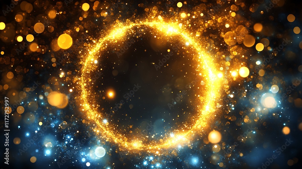 Fototapeta premium Golden Circle Sparkles Abstract Background Design