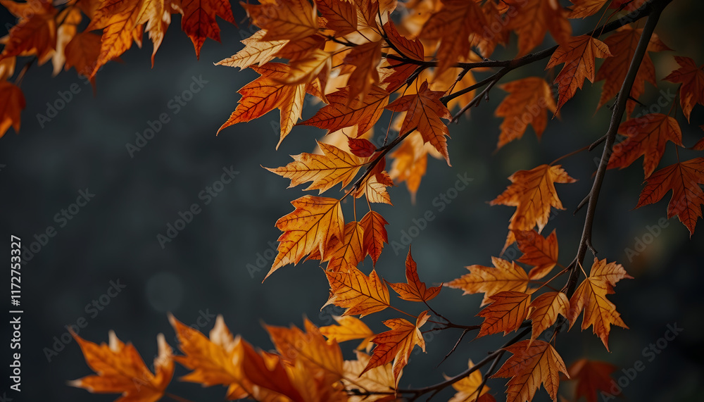 Grunge background with autumn leaves and rowan, dramatic atmosphere, with white tones Grunge background with autumn leaves and rowan, dramatic atmosphere, with white tones