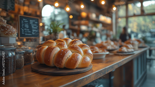 baked buns pigtail on wooden rack