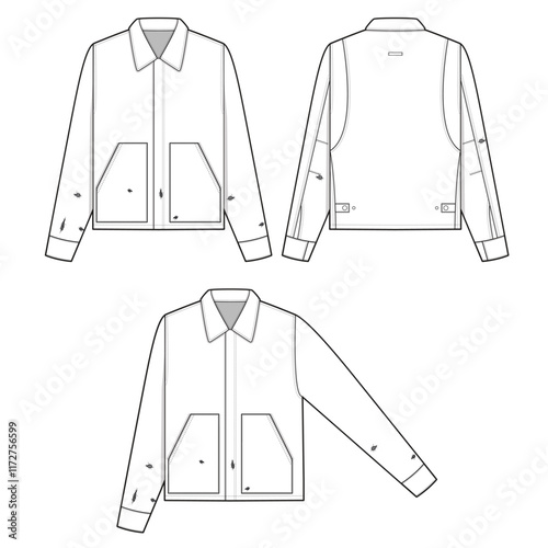 Coverall jacket mockup template clothing vector design