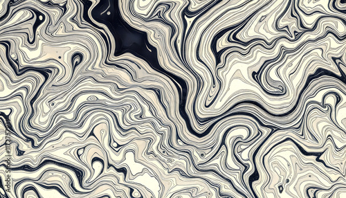 An ink marbling abstract pattern, similar to marbled ink techniques used on the inner cover linings of vintage and antiquarian books, crayon drawing, with white tones