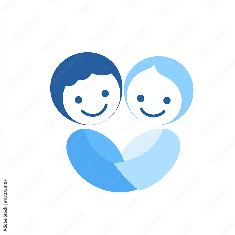 Two Smiling Children Embracing in a Heart Shape Two Smiling Children Embracing in a Heart Shape