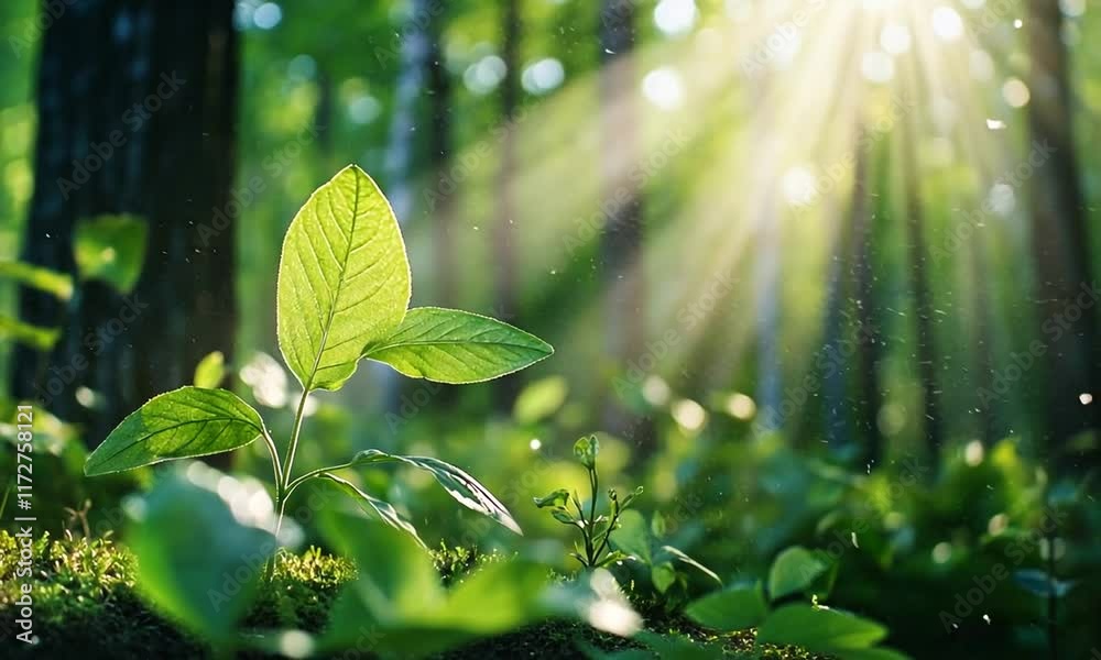 A young plant thrives in sunlight, symbolizing growth and renewal. A young plant thrives in sunlight, symbolizing growth and renewal.