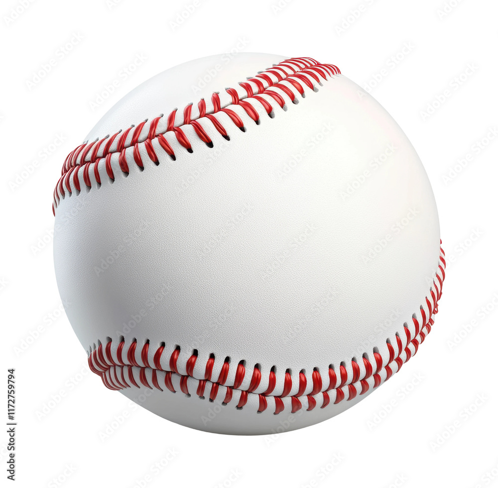 Close-up baseball with red stitching, classic sports ball design, detailed leather texture, isolated athletic equipment for recreation and competition on transparent background Close-up baseball with red stitching, classic sports ball design, detailed leather texture, isolated athletic equipment for recreation and competition on transparent background