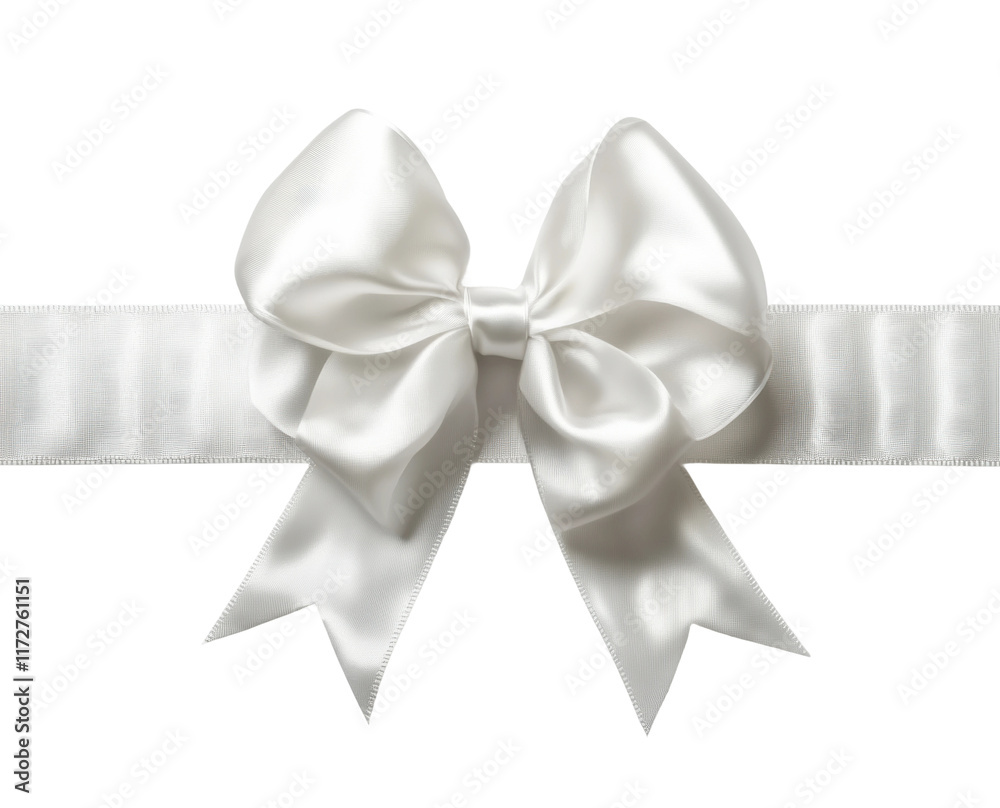White satin ribbon tied into a bow, elegant gift wrap decoration, smooth fabric accessory for festive celebrations, luxurious design isolated on transparent background White satin ribbon tied into a bow, elegant gift wrap decoration, smooth fabric accessory for festive celebrations, luxurious design isolated on transparent background
