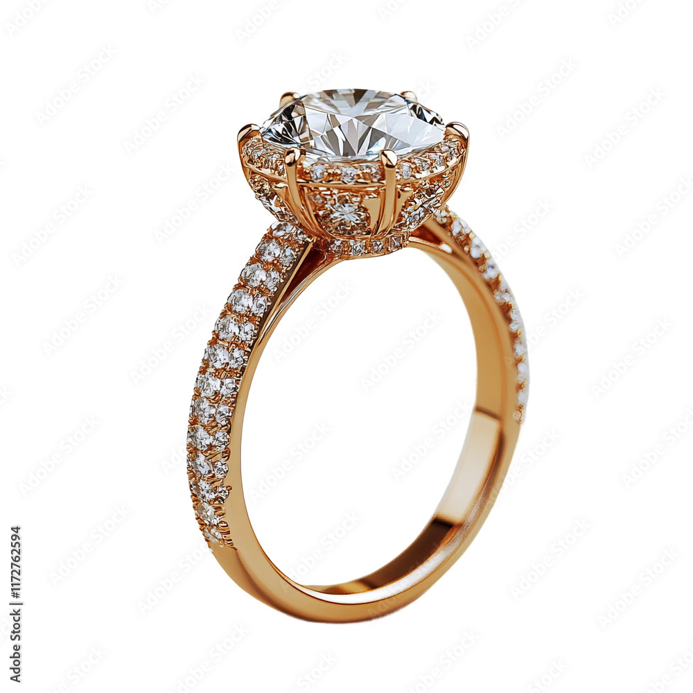gold engagement ring with diamonds isolated on a white background gold engagement ring with diamonds isolated on a white background