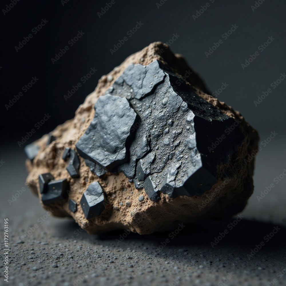 Large chunk of magnetite with distinct magnetic properties, ferromagnetic mineral, natural magnetite, rocky texture Large chunk of magnetite with distinct magnetic properties, ferromagnetic mineral, natural magnetite, rocky texture