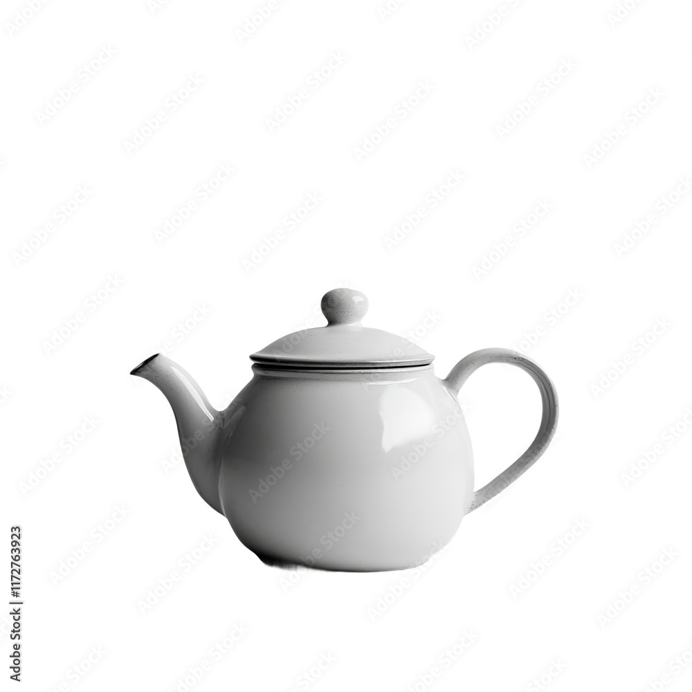 white ceramic teapot with lid and handle isolated on a white background white ceramic teapot with lid and handle isolated on a white background