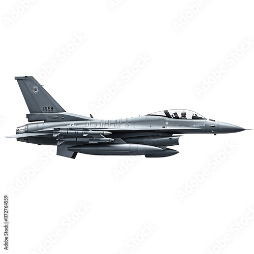 F16 fighter against a white background realistic high details