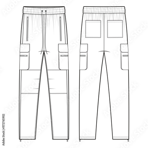 Sweatpants cargo mockup template clothing vector design