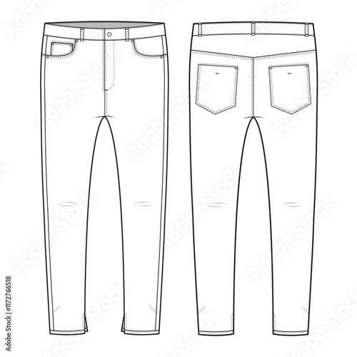 Denim pants mockup template clothing vector design