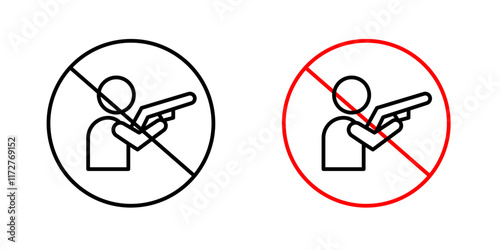 Stop hunting signs vectors set in black and red colors on white background.