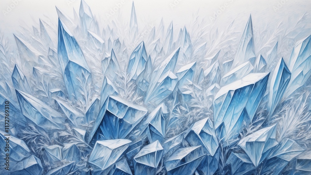 Obraz premium Stunning icy crystal formation in shades of blue depicting a frosty winter landscape