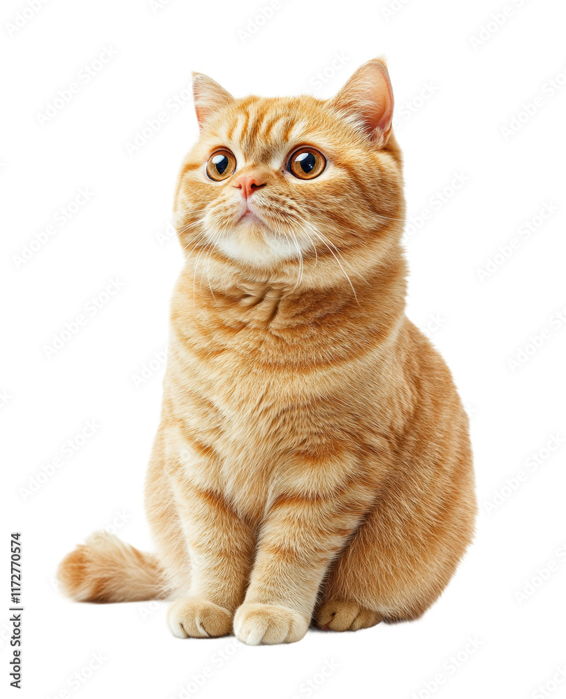 Adorable orange tabby cat with soft fur, sitting and looking forward, curious and charming pet portrait isolated on transparent background Adorable orange tabby cat with soft fur, sitting and looking forward, curious and charming pet portrait isolated on transparent background