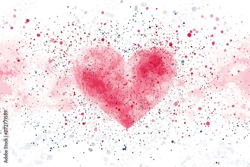 Watercolor Heart, Pink & Red Splashes - Watercolor effects