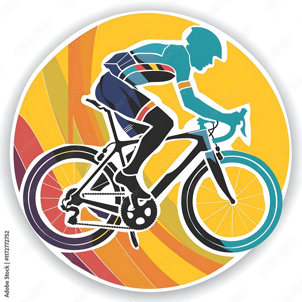 Naklejka premium cycling icon white background vector