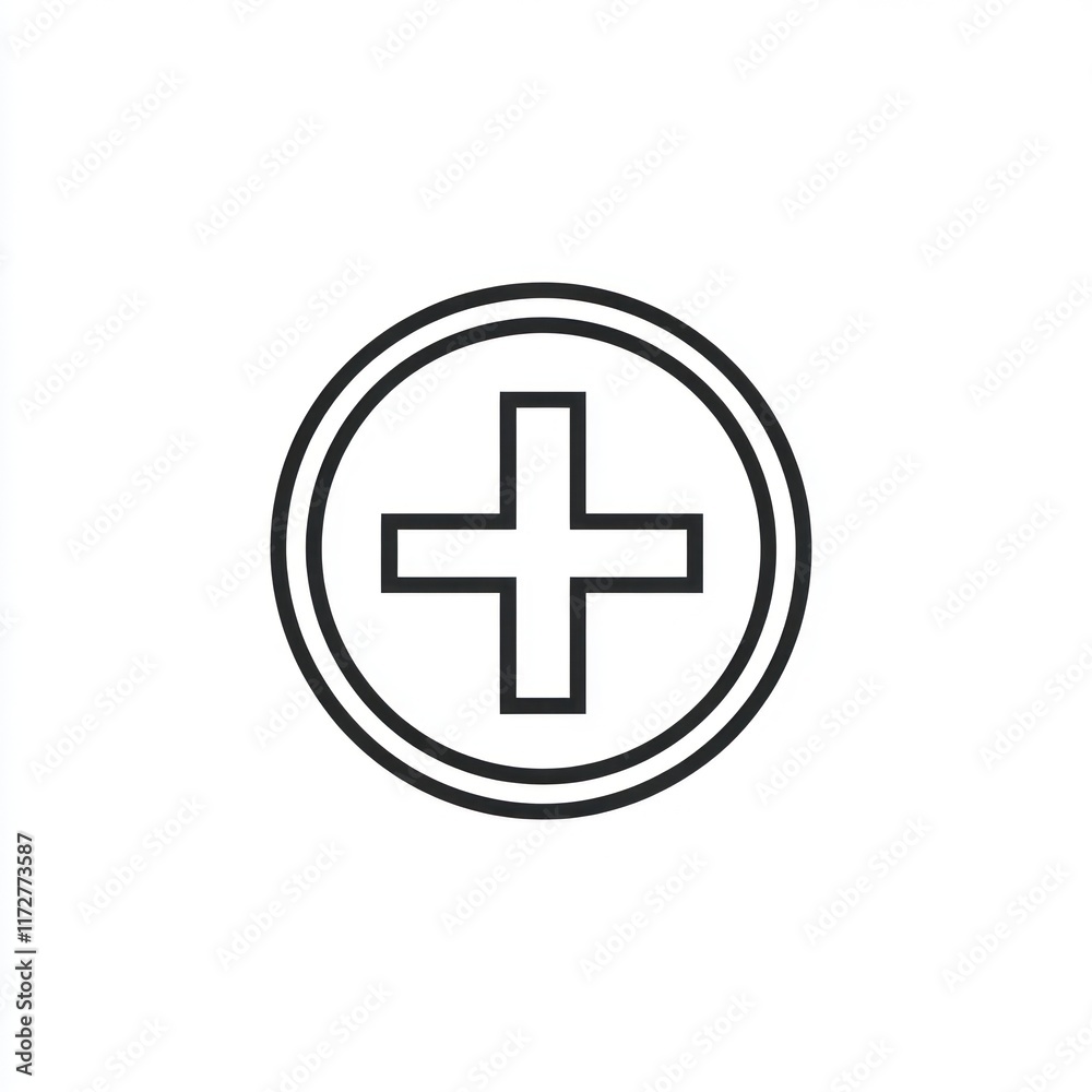 A Simple Cross Symbol Inside A Double Circle A Simple Cross Symbol Inside A Double Circle
