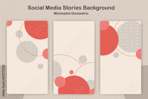 minimalist geometric background in mocca and pastel red