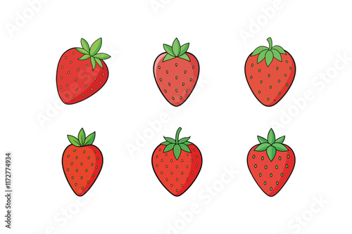Set of Abstract Strawberry Fruit Vector Illustration

