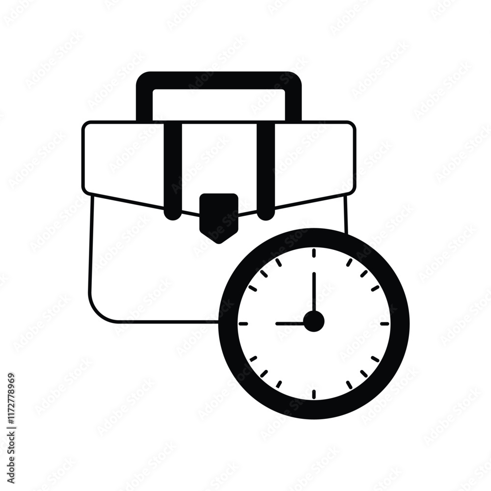 Time glyph outline icon with white background vector stock illustration Time glyph outline icon with white background vector stock illustration