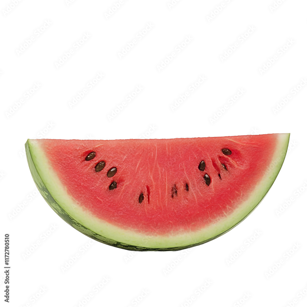 Frontal view of a watermelon quarter against white background Frontal view of a watermelon quarter against white background
