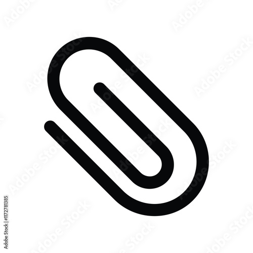 Paper Clip glyph outline icon with white background vector stock illustration