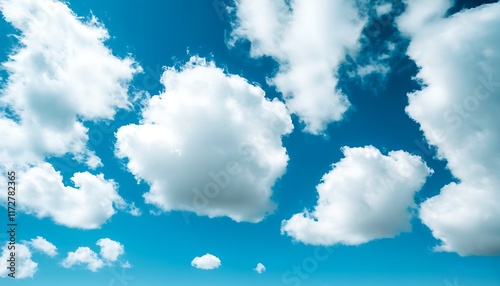 Pure vision under the vast sky, blue clouds reflect the sun and show natural harmony photo