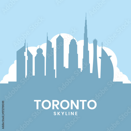 Skyline of toronto vector illustration in blue tone