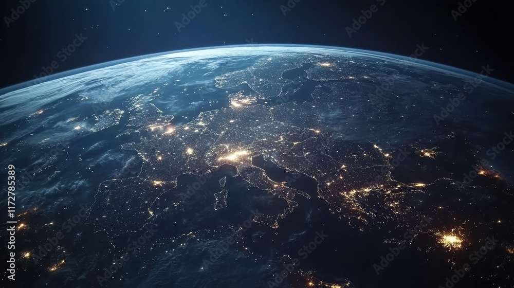 Obraz premium The Digital Planet: Cities and Networks Illuminated