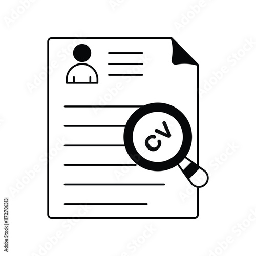 CV glyph outline icon with white background vector stock illustration