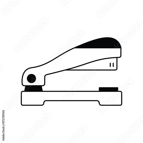 Stapler glyph outline icon with white background vector stock illustration