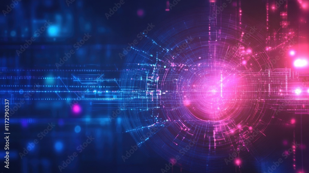 Fototapeta premium Vibrant digital abstraction showcasing light and motion through colorful patterns in a futuristic setting