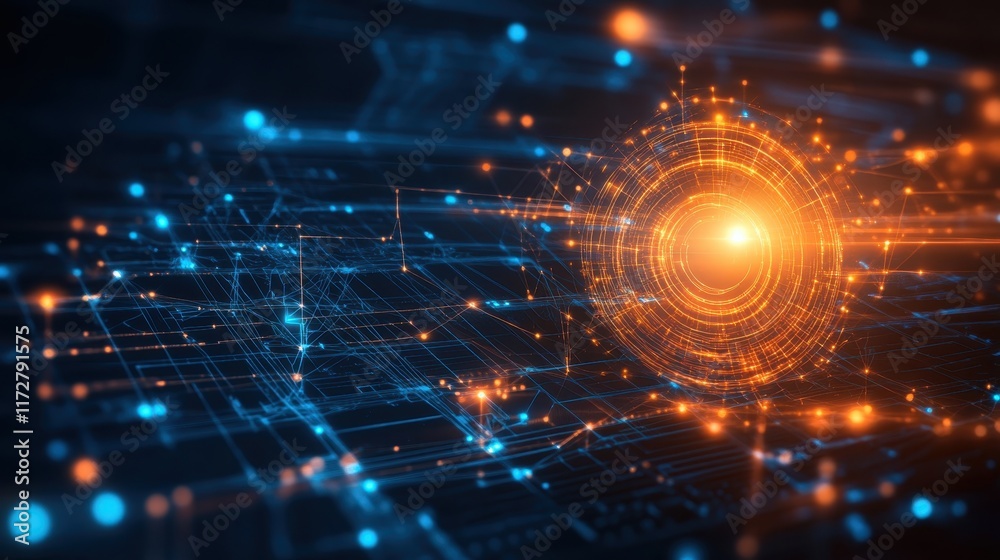 Obraz premium Digital vortex with glowing energy surrounded by intricate data patterns in a futuristic environment