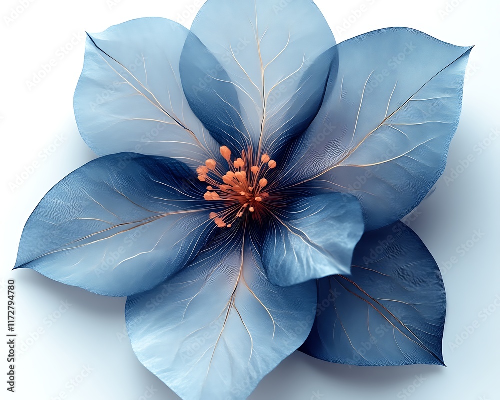 Fototapeta premium Blue flower, detailed petals, elegant design.