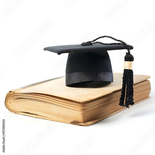 open book with graduation cap bookmark photo