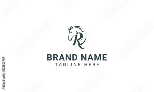 Creative Minimalist Letter R Horse Head Logo Design Vector Illustration
